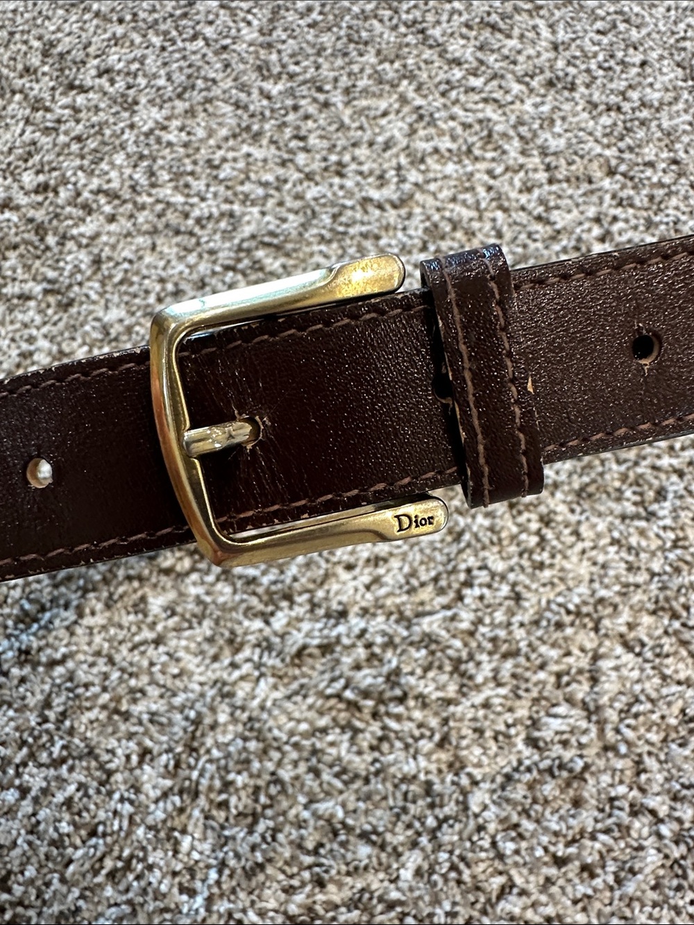Vintage Christian Dior for Boys Brown Belt Gold Dior Buckle 24-26 USA